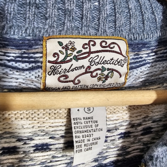 Vintage Heirloom Collectibles Blue Fair Isle Knit Zippered Sweater - Picture 3 of 3